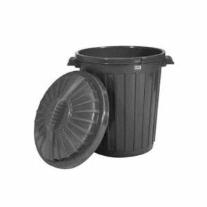 BASURERO TAPA PLANA NEGRO 60 LITROS GENERICO