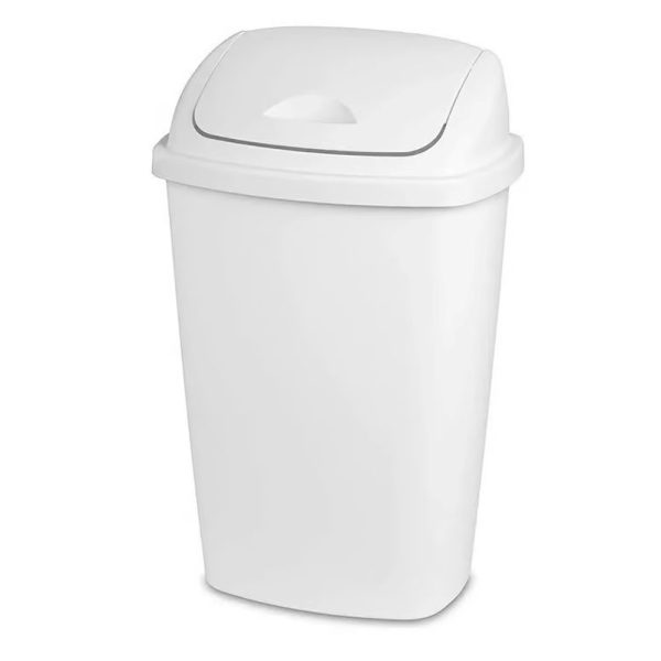 BASURERO TAPA VAIVEN BLANCO 15 LITROS DELUX